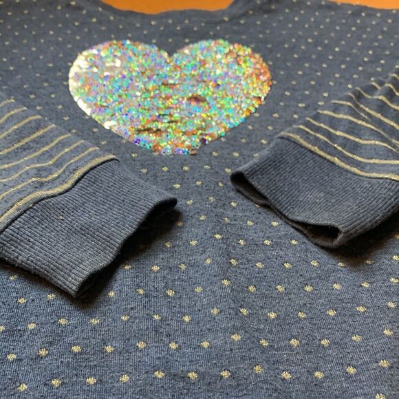 Shrinking Violet long sleeve heart sequin dress size 6 dots abs stripes in blue - Picture 5 of 11